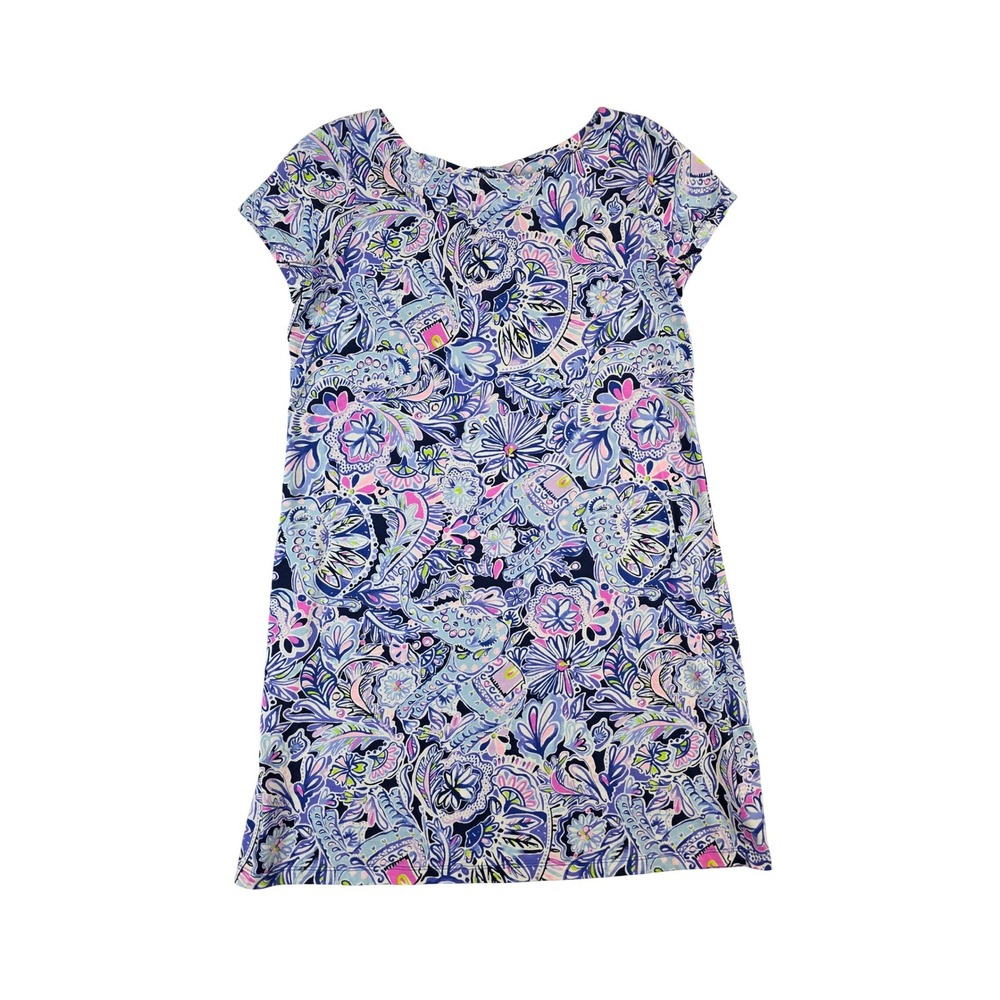 Lilly Pulitzer Bay Dress Elephant Namaste in the Jungle Swing Cotton Jersey sz L